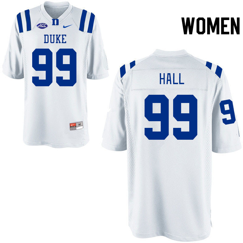 Women #99 Aaron Hall Duke Blue Devils College Football Jerseys Stitched-White